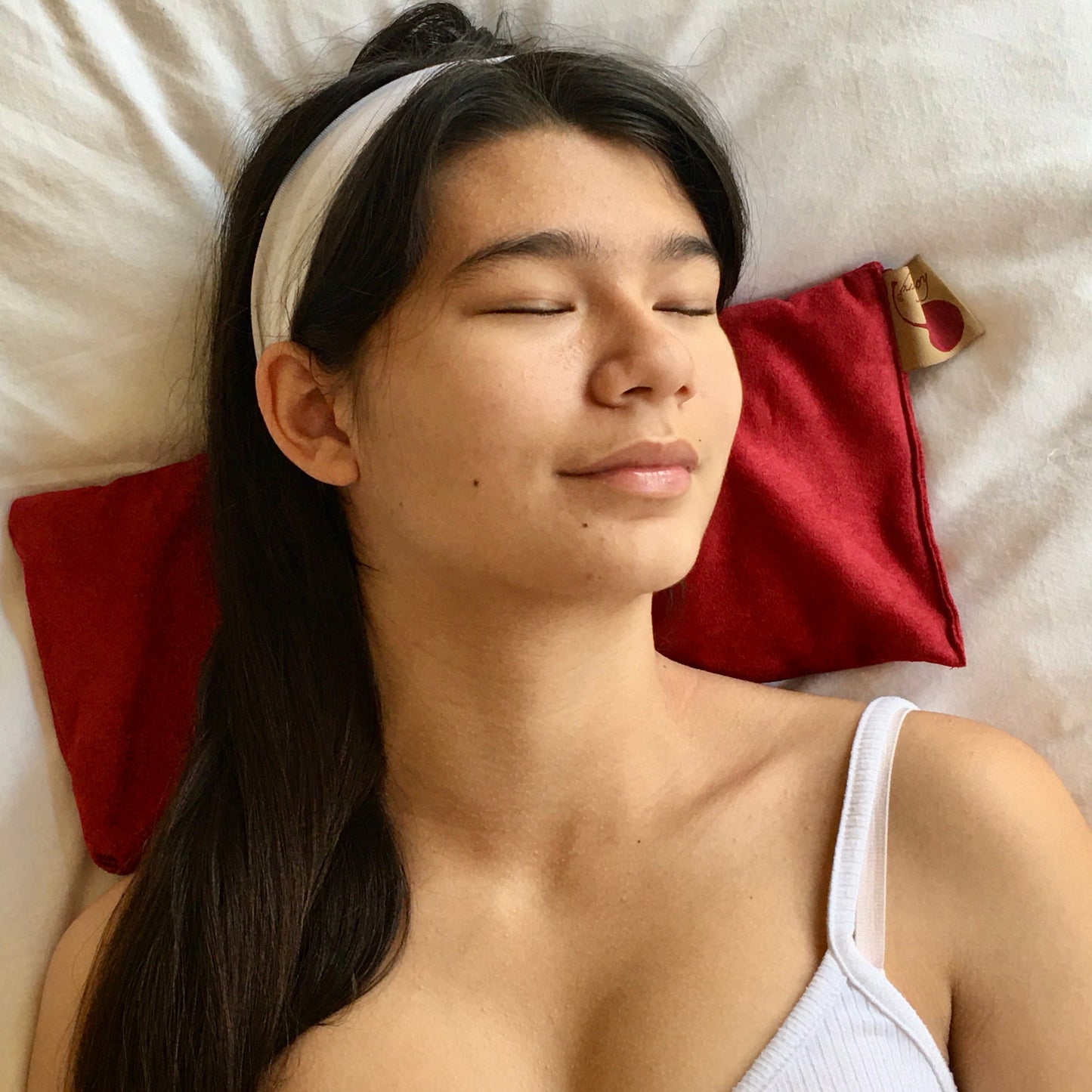 Hot Cherry Cervical Neck Pillow, in Plush Red Ultra-Suede-4