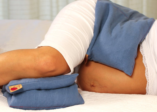 Hot Cherry Double Square Pillow in Blue Denim-0