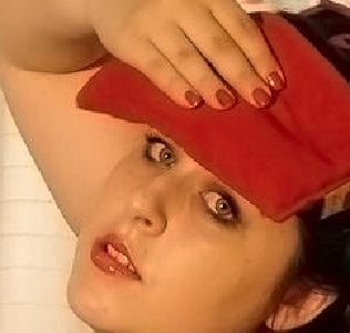 Hot Cherry Eye Pillow in Red Denim-3