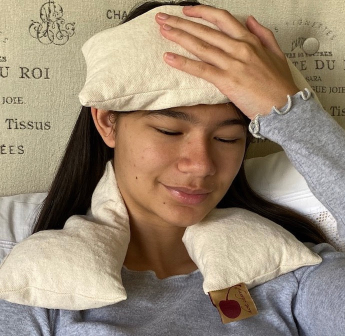 Hot Cherry Eye Pillow in Unbleached, Pre-washed, Natural Denim-4