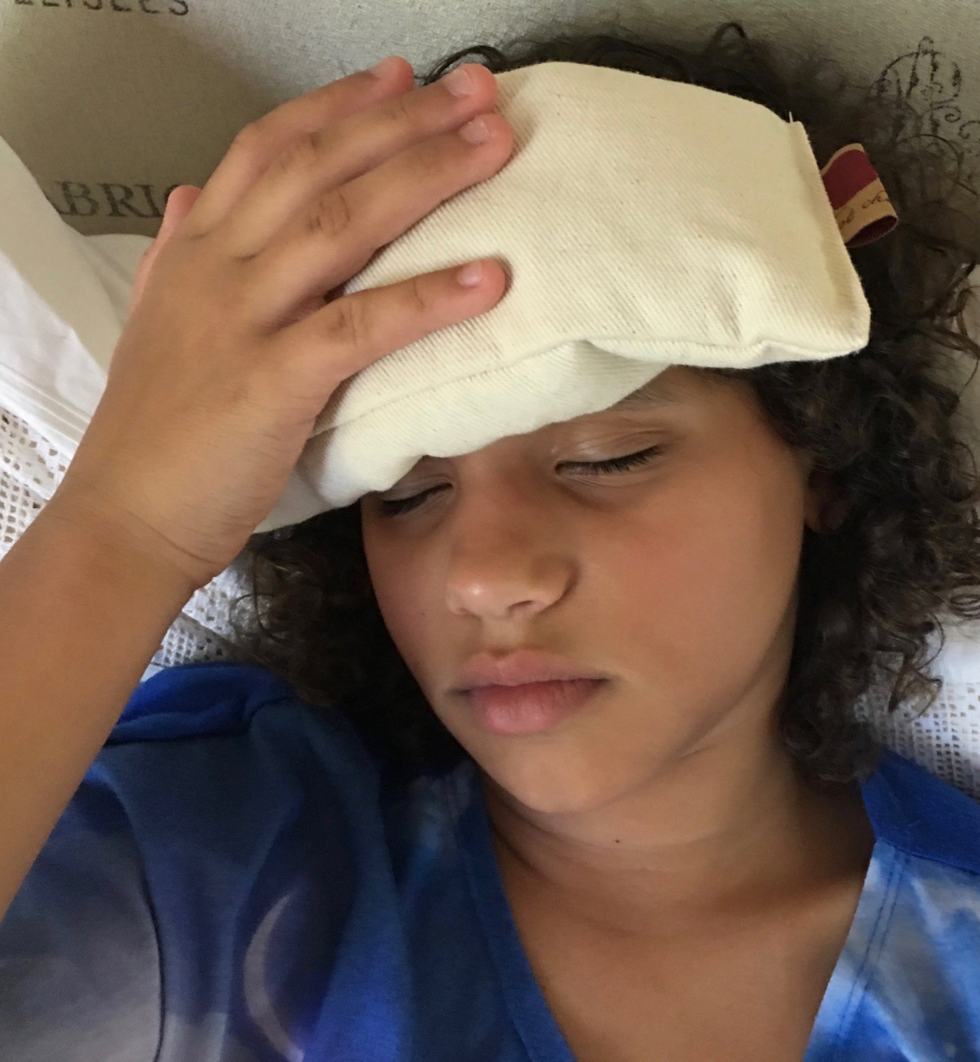 Hot Cherry Eye Pillow in Unbleached, Pre-washed, Natural Denim-0