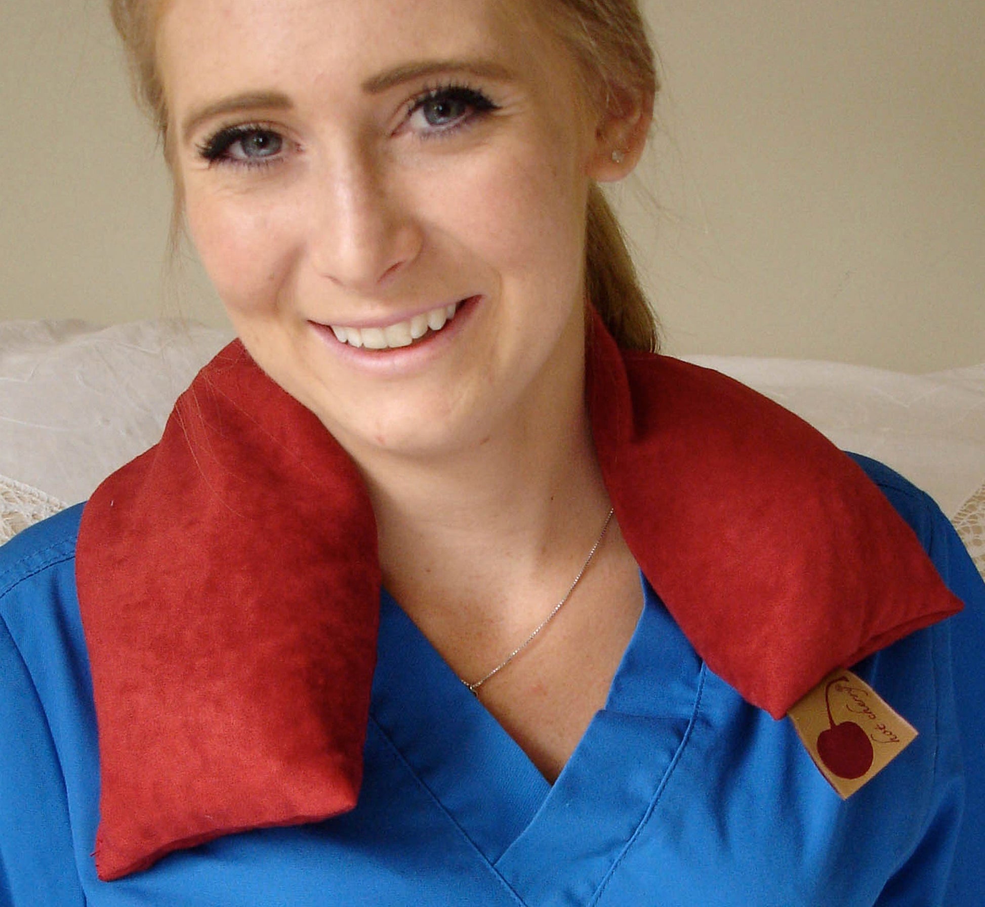 Hot Cherry Neck Wrap in Plush Red Ultra-Suede-3