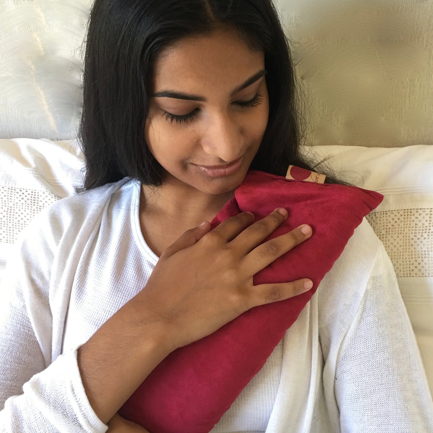 Hot Cherry Cervical Neck Pillow, in Plush Red Ultra-Suede-2