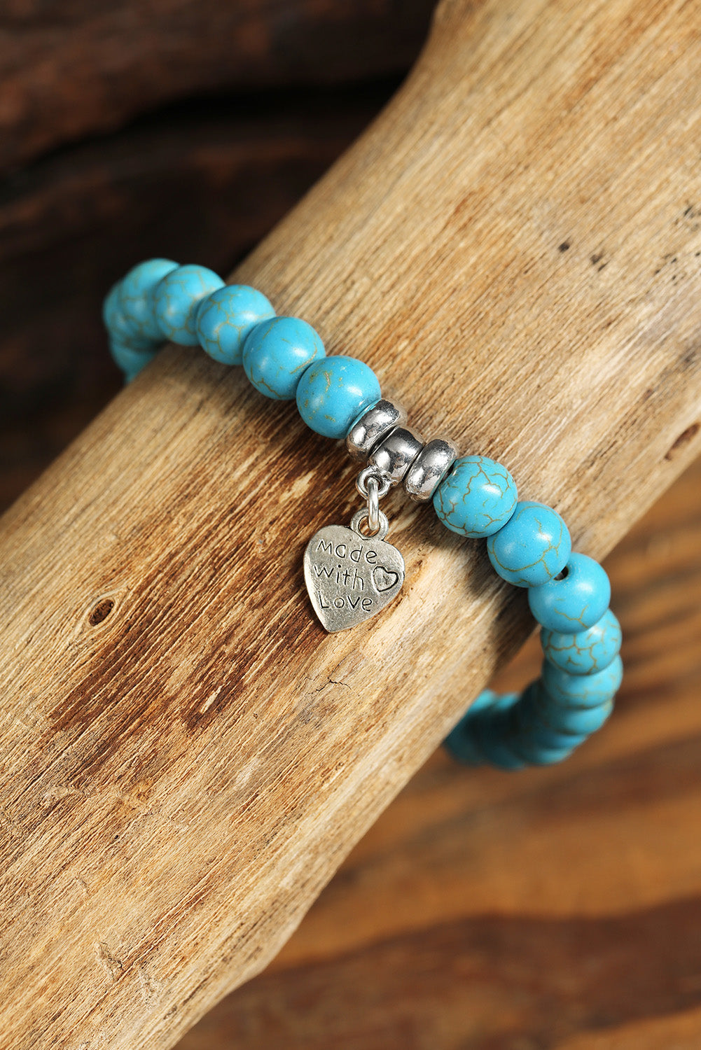 Heart Pendant Turquoise Bracelet-0