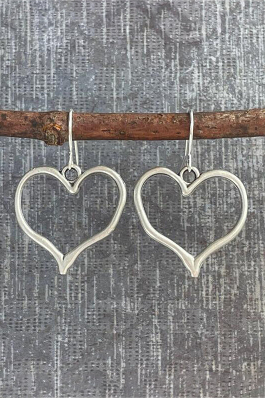 Silvery Heart Shape Hook Drop Earrings-0