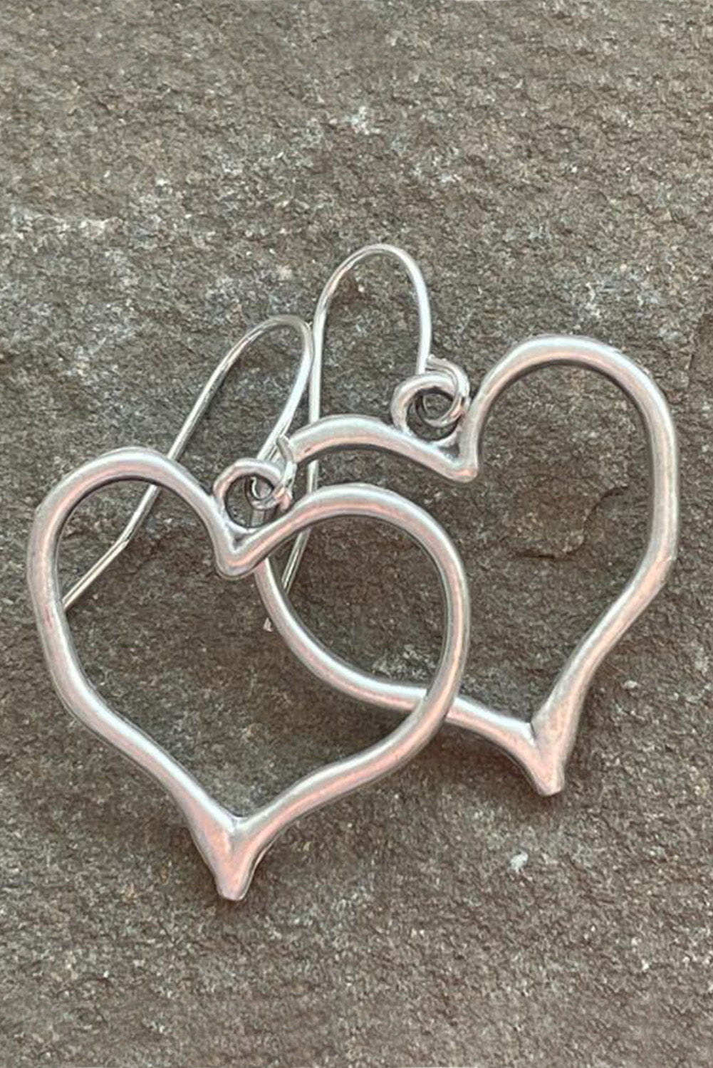 Silvery Heart Shape Hook Drop Earrings-1