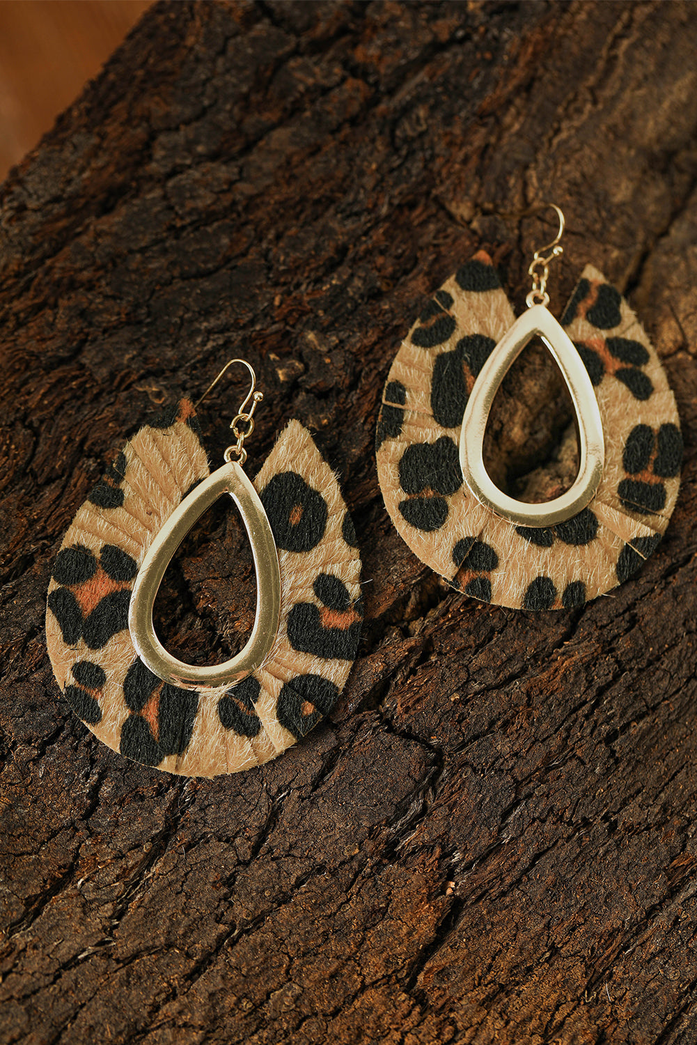 Leopard Print Hollow Out Drop Earrings-0