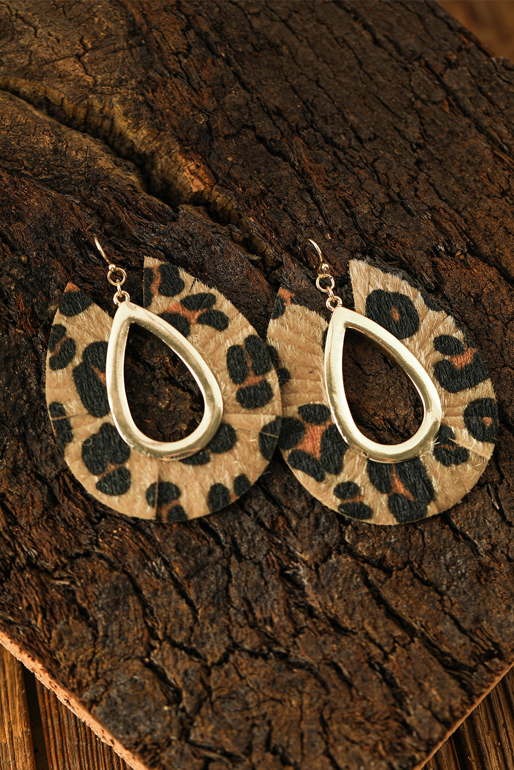 Leopard Print Hollow Out Drop Earrings-1