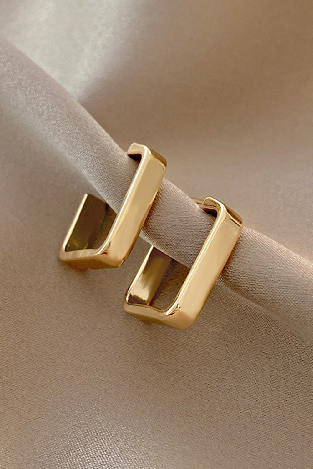 Gold Square Hook Plated Alloy Stud Earrings-1