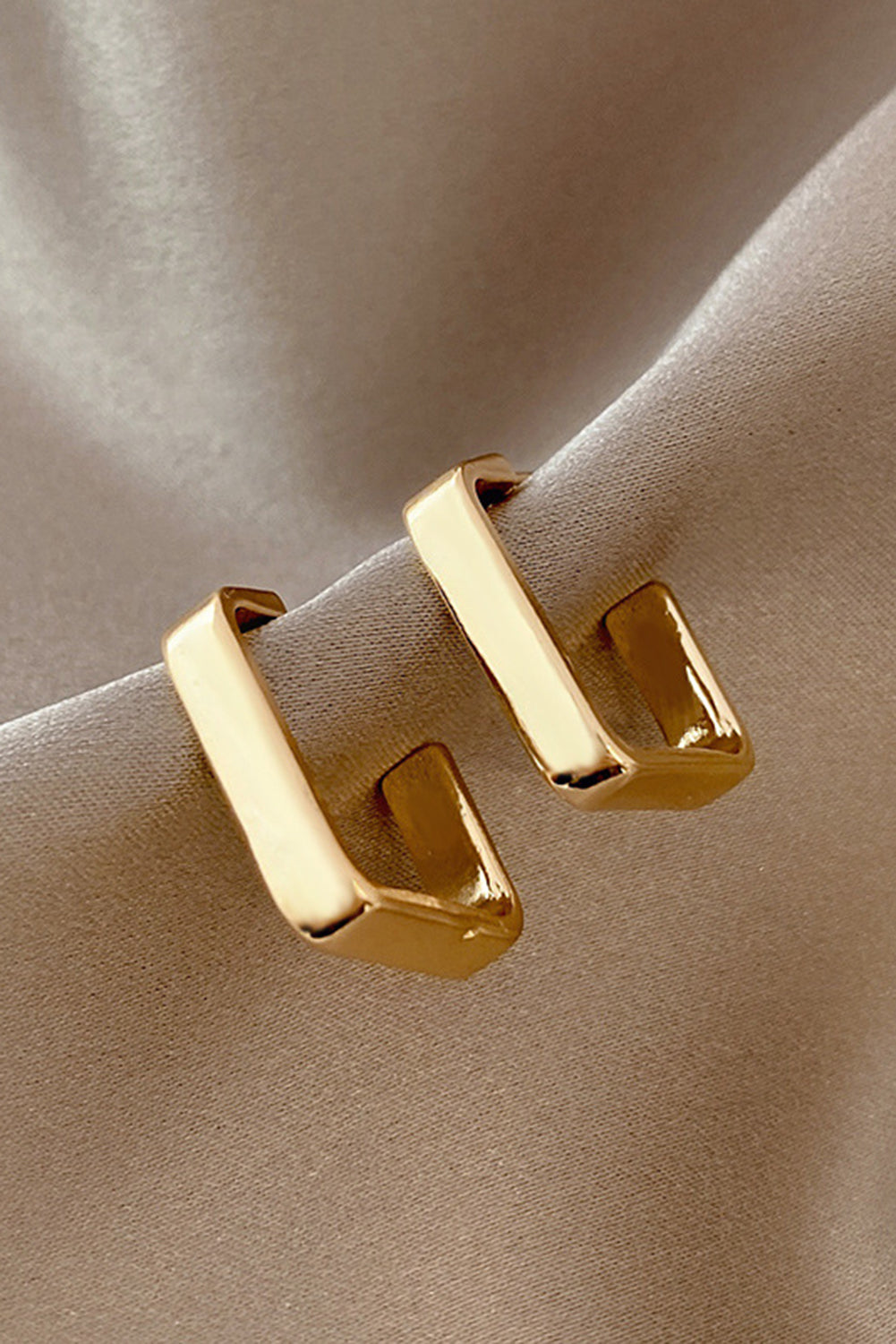 Gold Square Hook Plated Alloy Stud Earrings-2