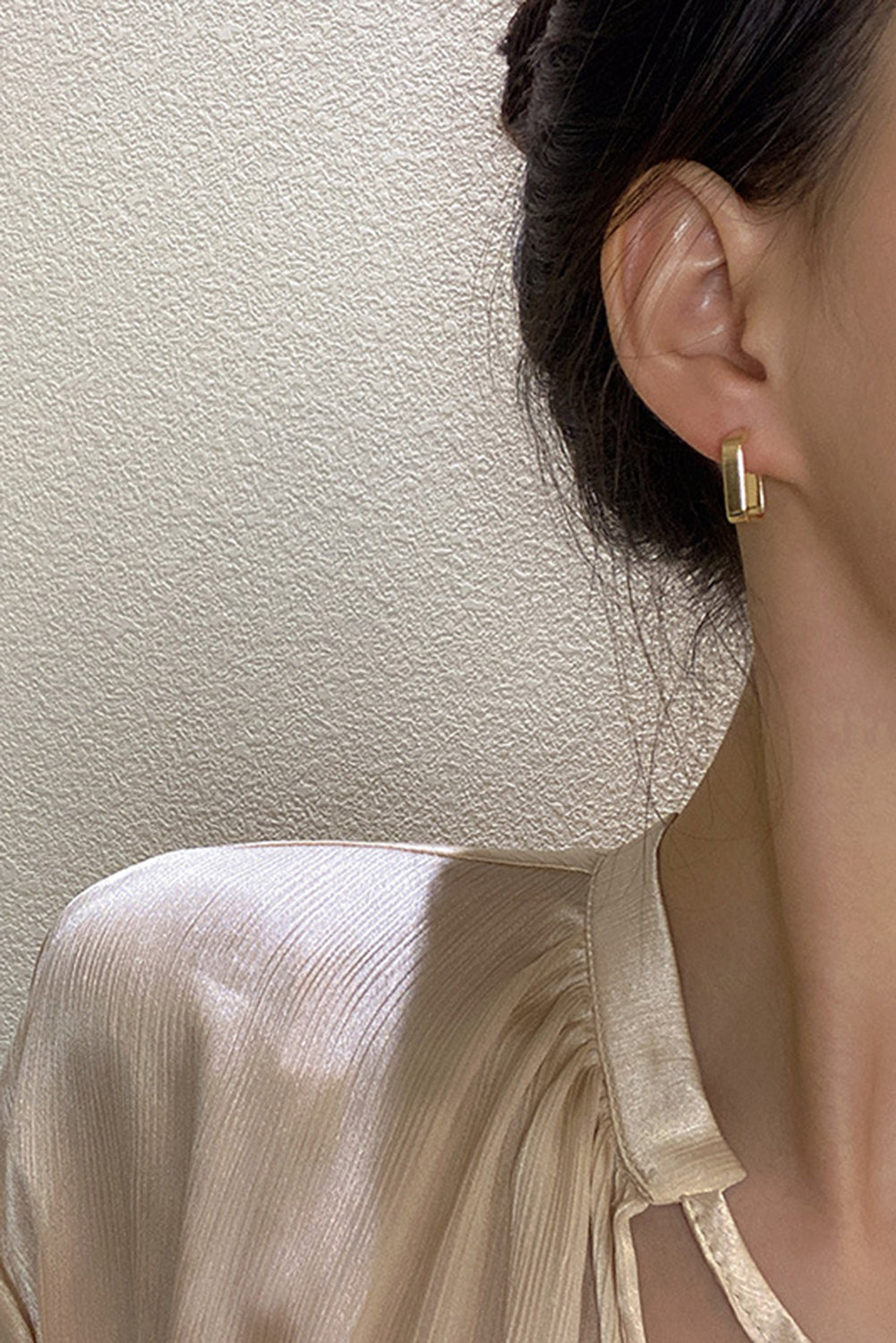 Gold Square Hook Plated Alloy Stud Earrings-3