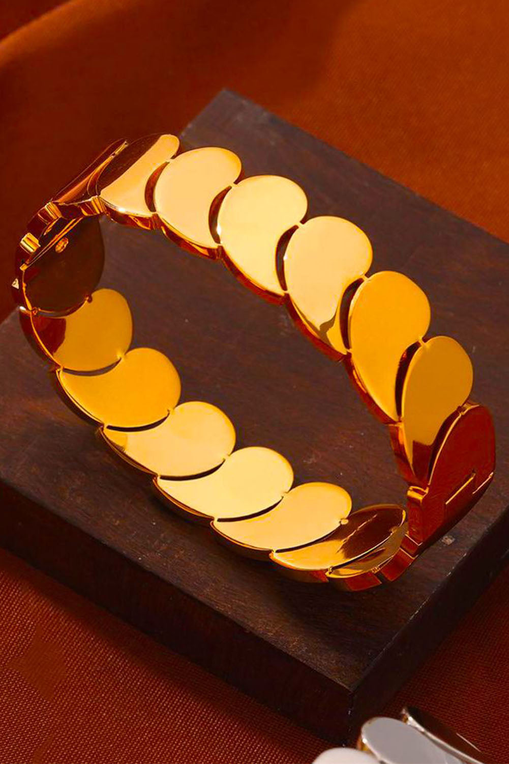 Gold Water Drop Patched Plated Titanium Steel Bangle-0