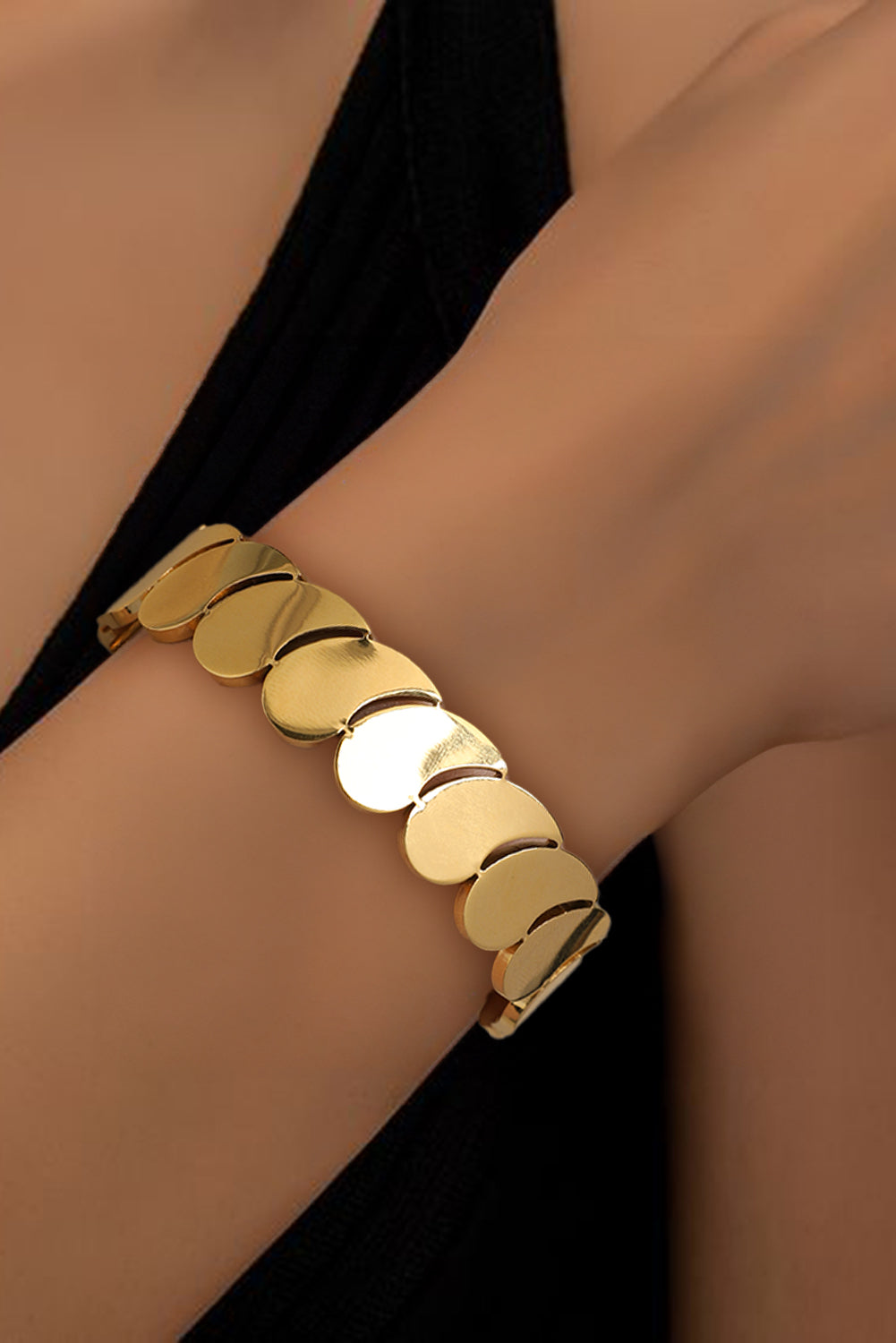 Gold Water Drop Patched Plated Titanium Steel Bangle-1