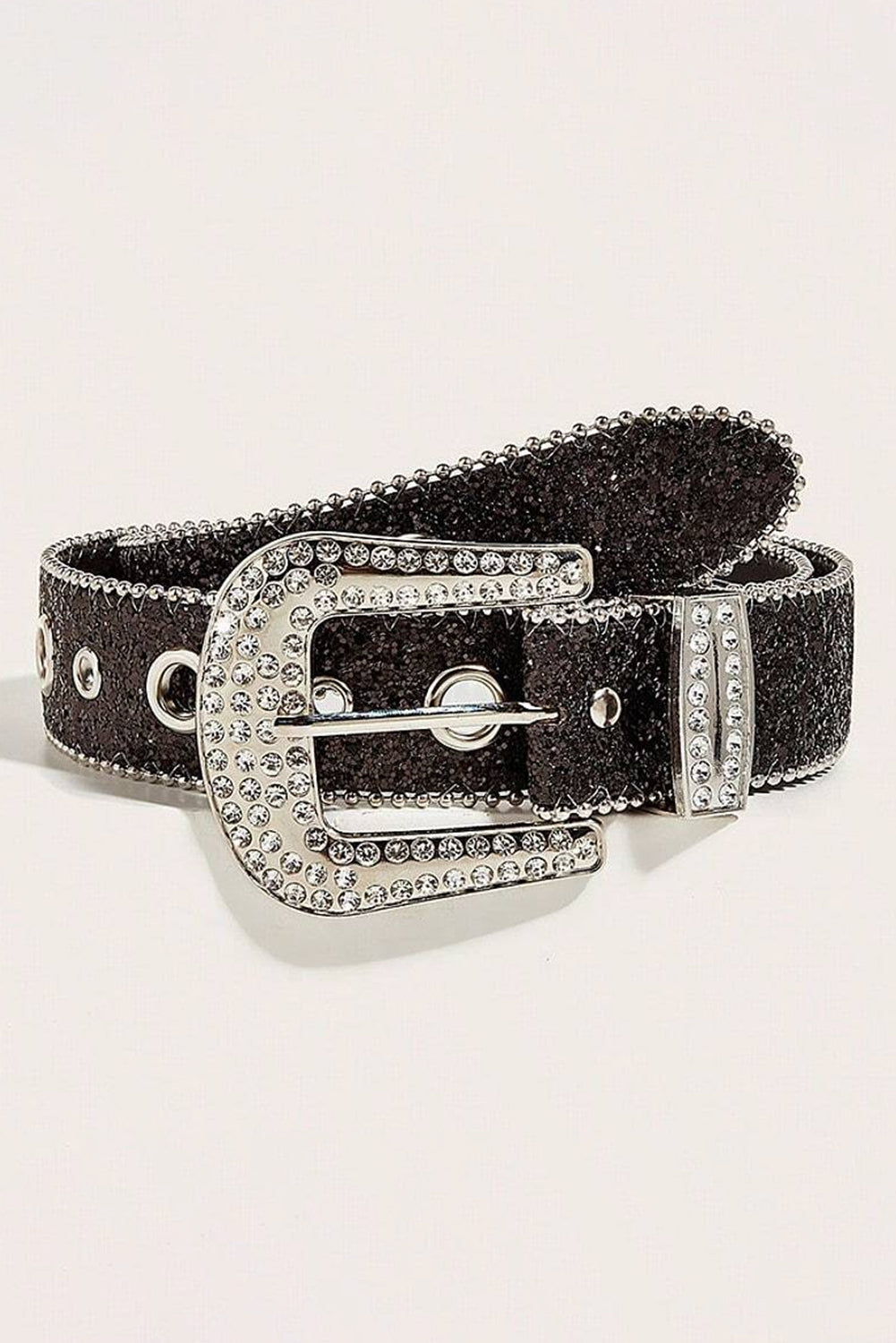 Black Rhinestone Buckle Belt-0