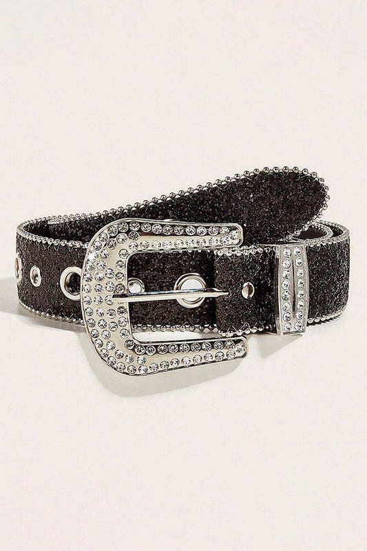 Black Rhinestone Buckle Belt-0