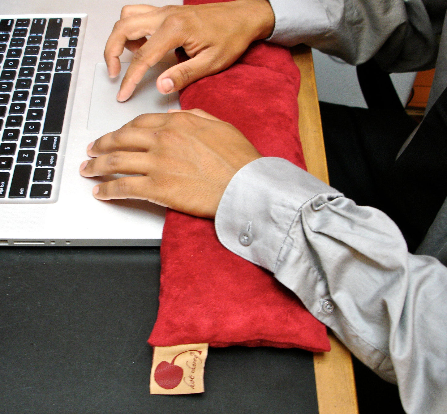 Hot Cherry Neck Wrap in Plush Red Ultra-Suede-2