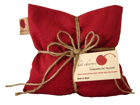 Hot Cherry Square Pillow in Red Denim-0