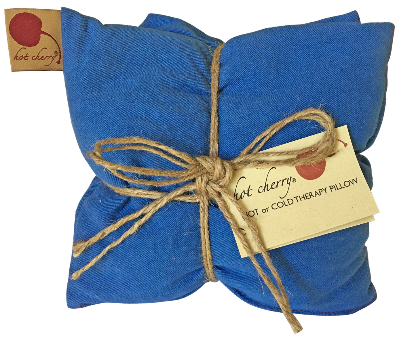Hot Cherry Triple Square Pillow in Blue Denim-2