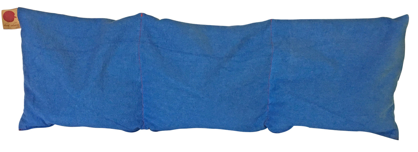 Hot Cherry Triple Square Pillow in Blue Denim-1