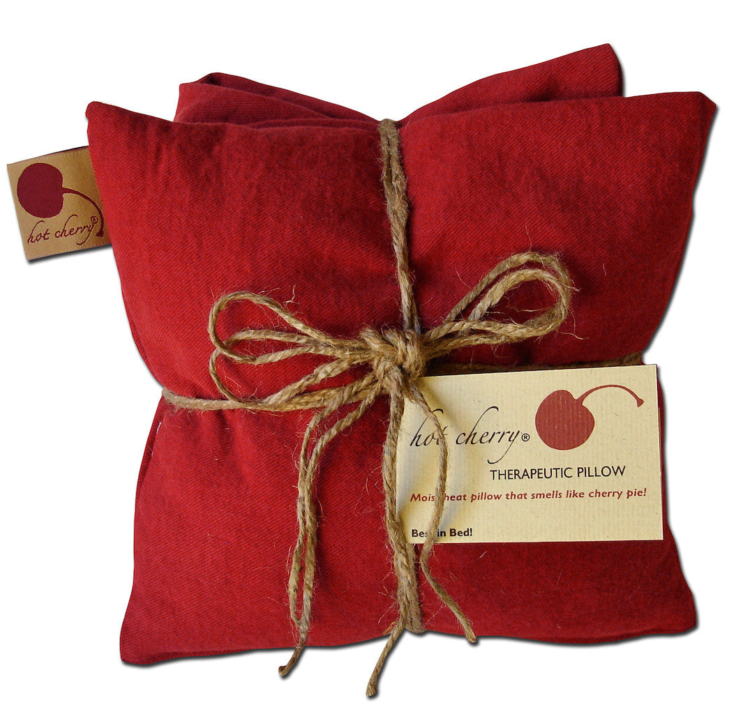 Hot Cherry Triple Square Pillow in Red Denim-1