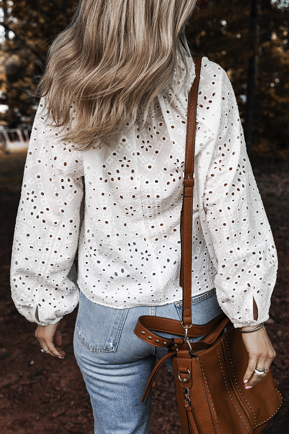 Paige Eyelet Embroidered Puff Sleeve Blouse-1