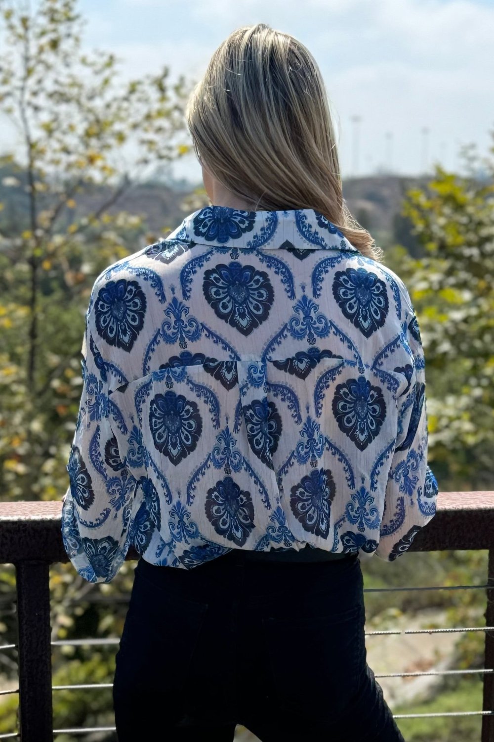 Mila Pattern Button Top-1