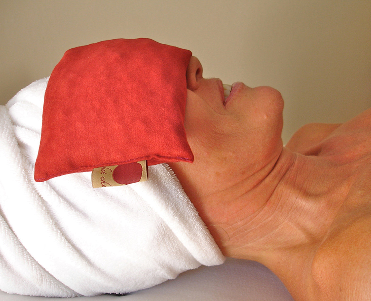 Hot Cherry Eye Pillow in Plush Red Ultra-Suede-0